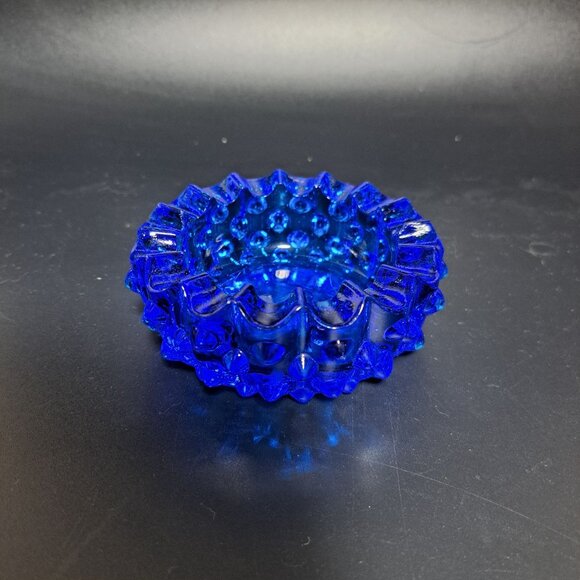 Fenton Cobalt Blue Hobnail Glass Ashtray Collectible Vintage Decorative Piece - Picture 4 of 13